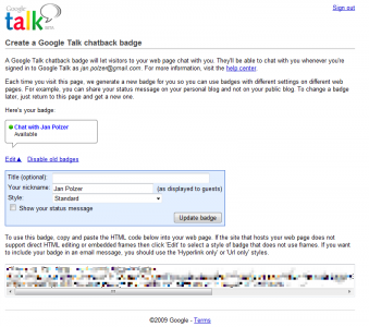 Google Talk badge