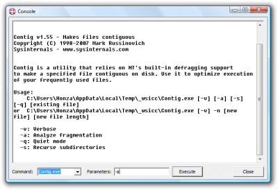 Windows Sysinternals Control Center Console window Windows Sysinternals Control Center Console window