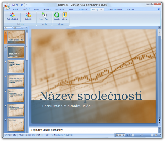 PowerPoint 2007 with iSpring Free buttons