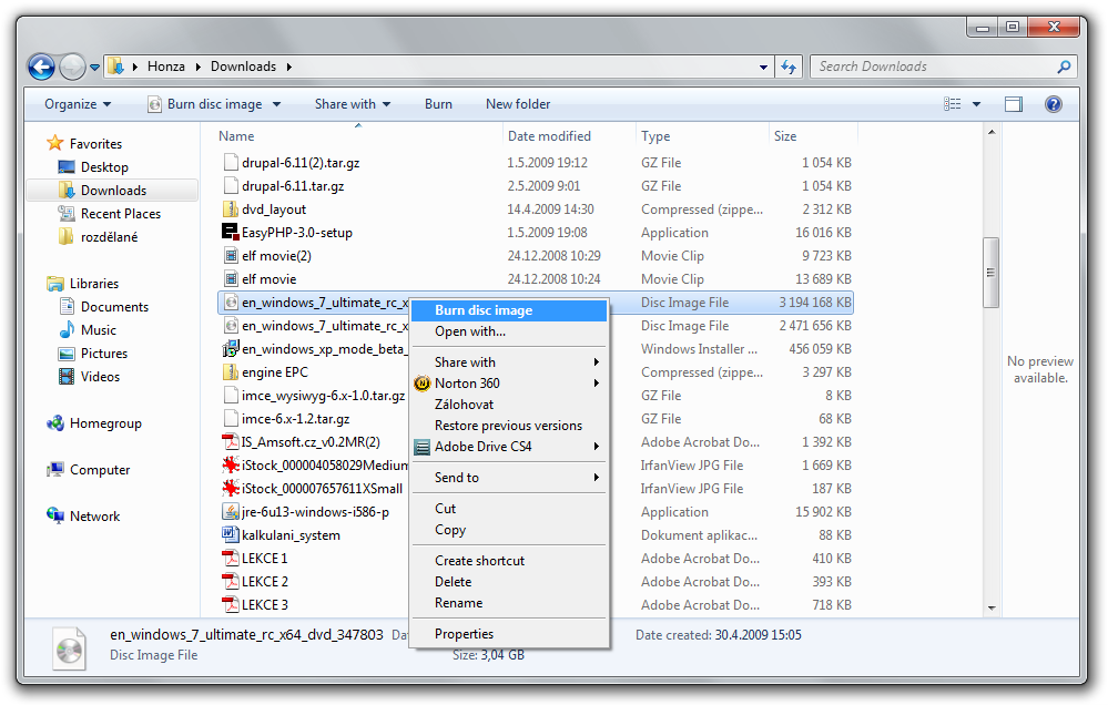 extract img file in windows 7