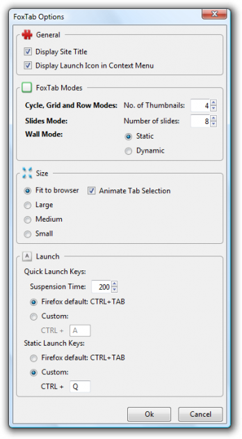 FoxTab settings