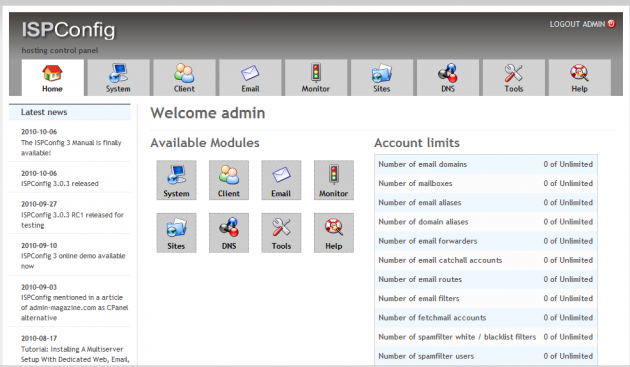 Open source alternative to the cPanel or Plesk – the ISPConfig
